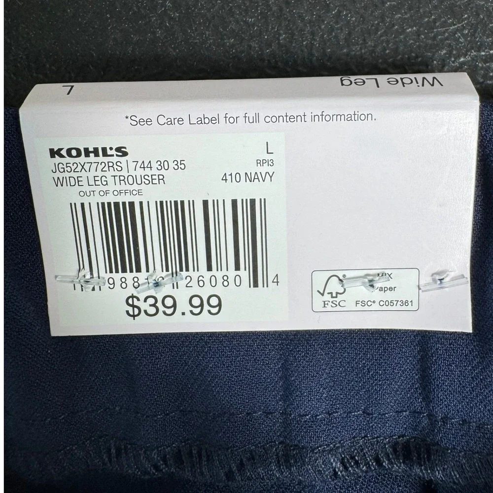 SO Womens High Rise Wide Leg Trouser Navy Blue Pleated Pants JG52X772RS Size L - Picture 6 of 9